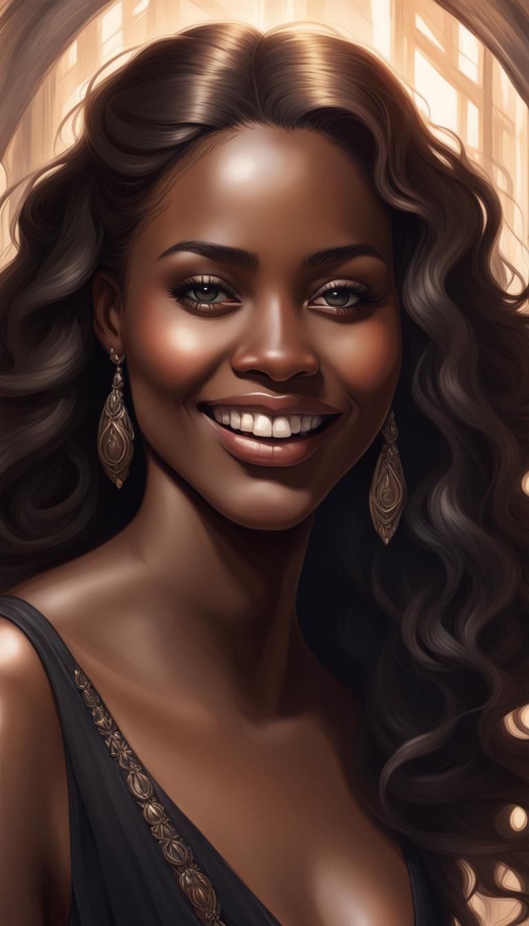 Old Hollywood Glamour in Black Tie, Beautiful African Americ...