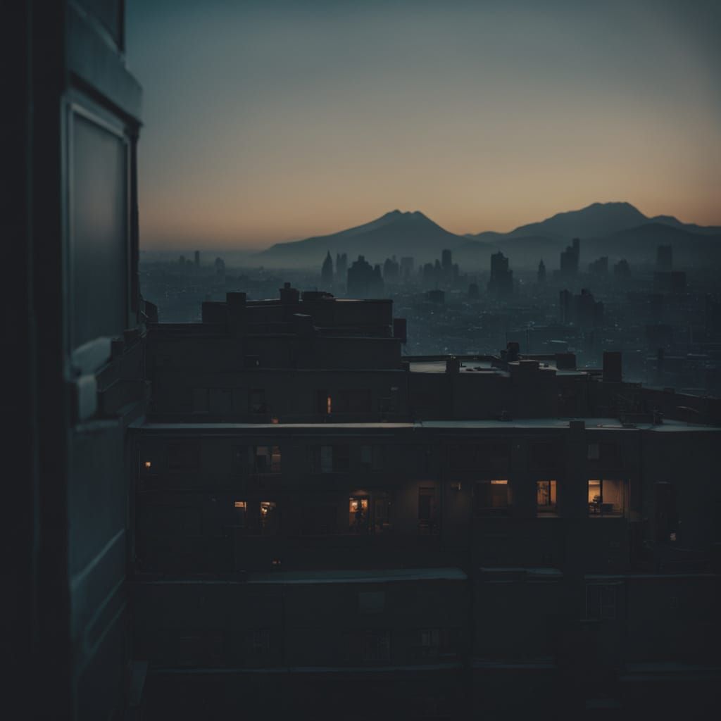 Group Silhouettes on Balcony Admiring Night City View