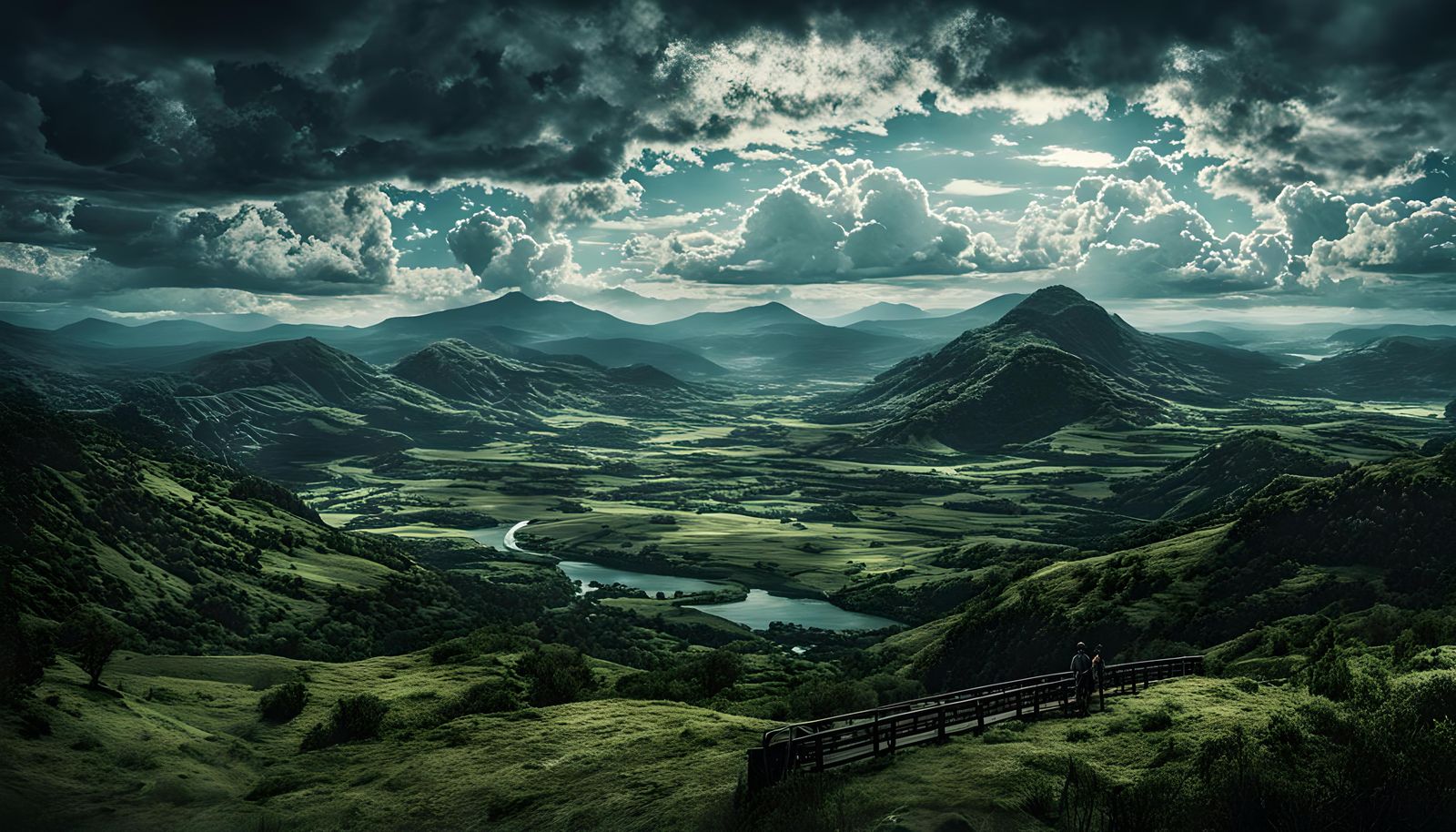 Epic Cinematic Masterpiece of a Bridge Set Amidst the Hazy H...