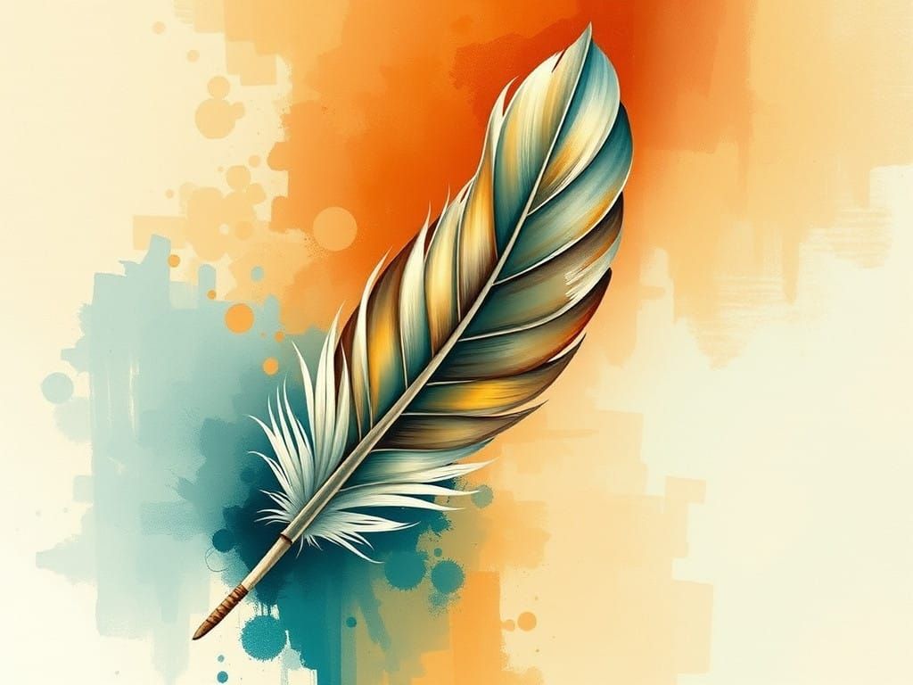 Celestial Feather in Umber and Teal