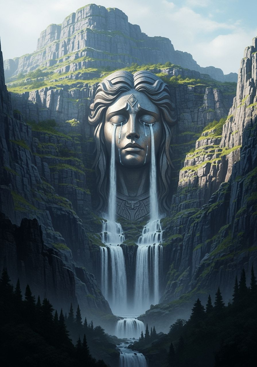 Monumental Crying Goddess Carved into Mountain