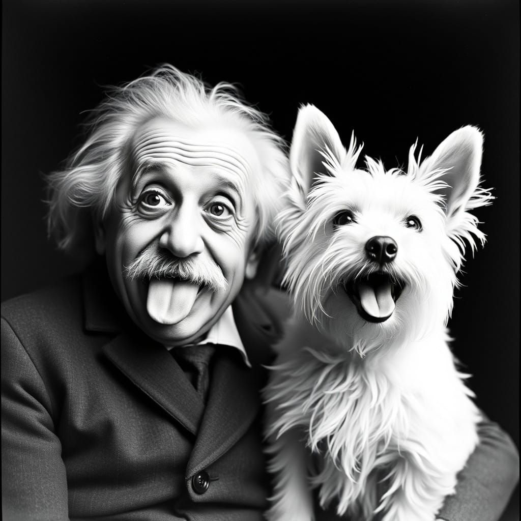 Albert Einstein and his West Highland White Terrier