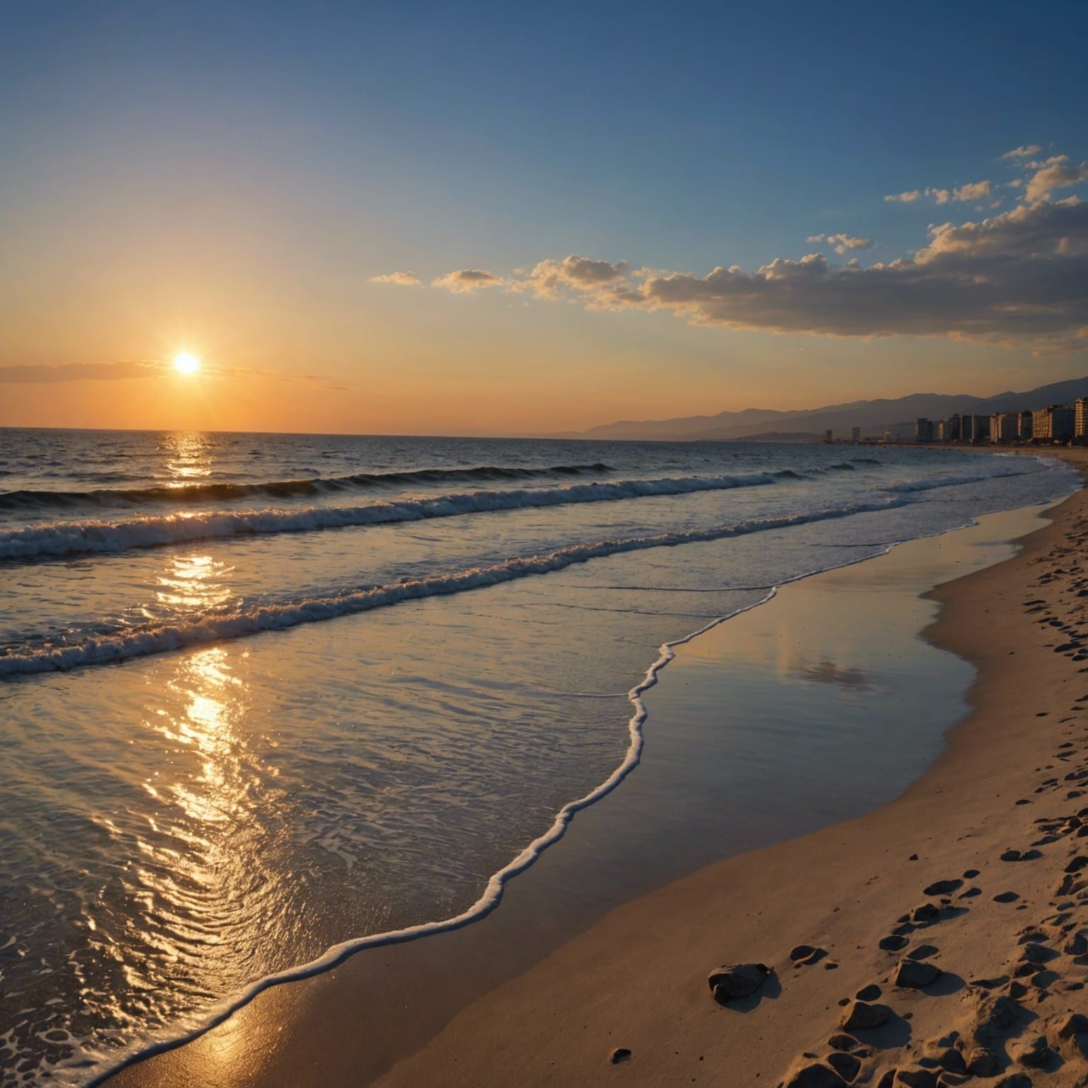 Vibrant Izmir Beach Sunset in 8K Realism