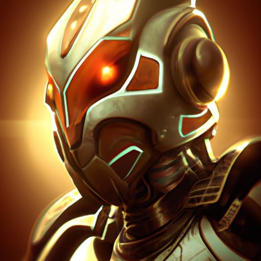 Metallic Alien Concept Art Portrait in Photo Realistic Style