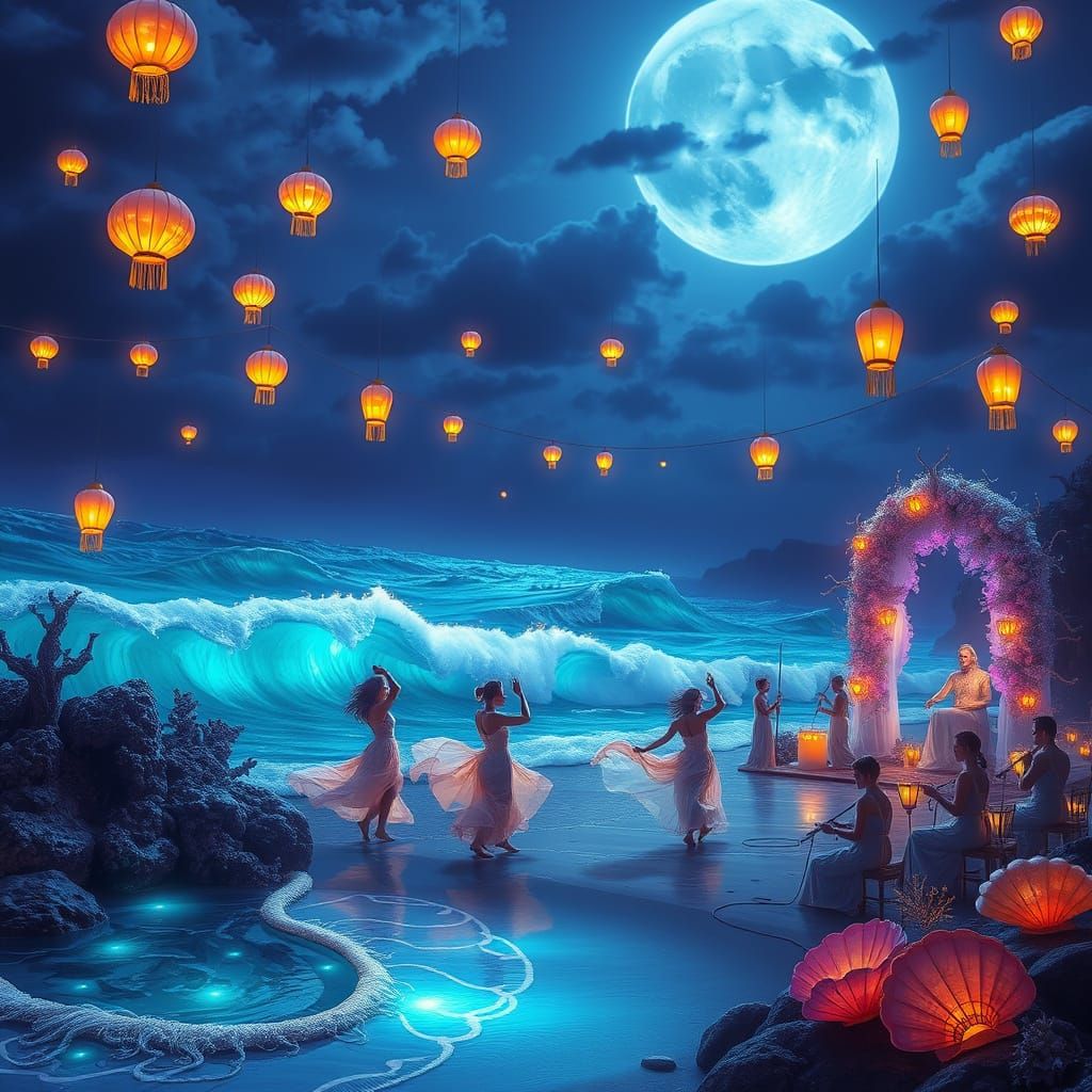 Moonlit Festival of Bioluminescent Tides