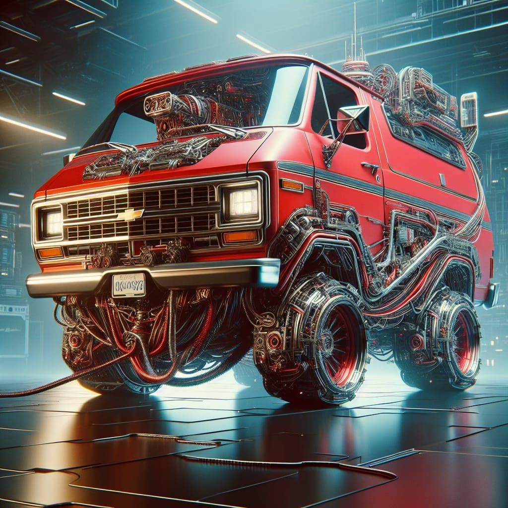 Transformed Cyberpunk Chevy Astro Mech