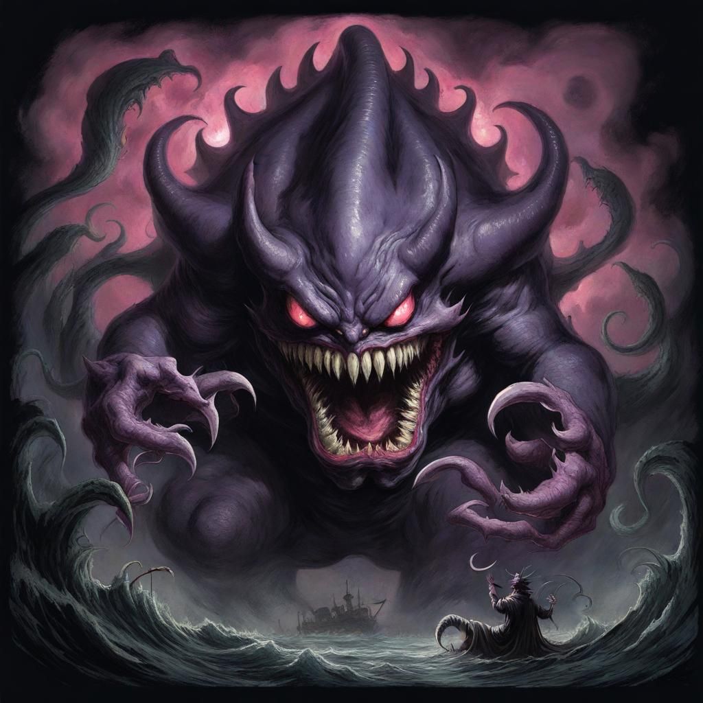 Majestic Demon of Madness in Cyberpunk Hellscape