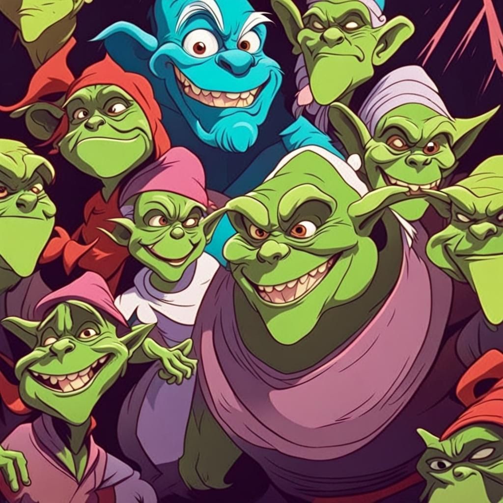 Whimsical Goblins in a Vibrant Disney Landscape