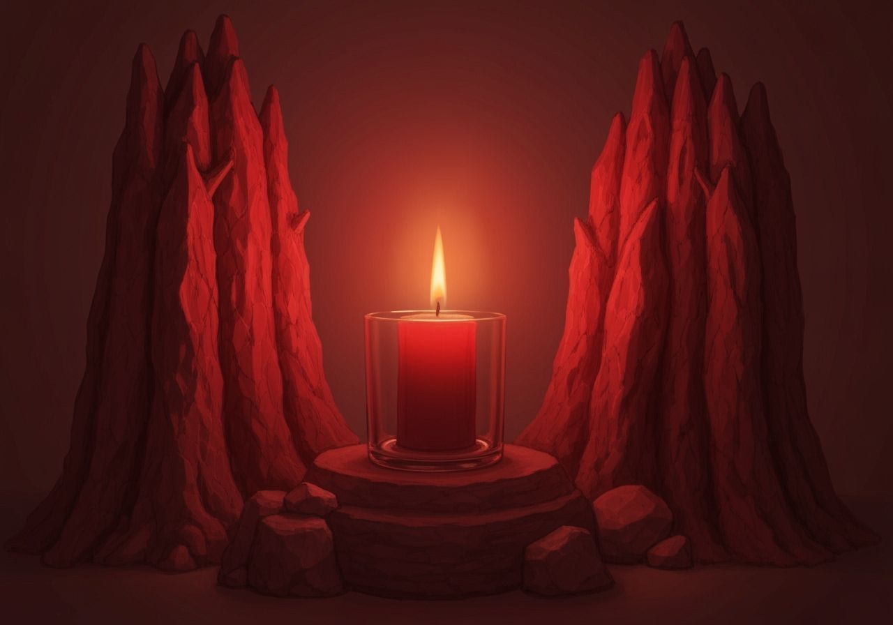 Red Forest Candle Schematic in Rough Style