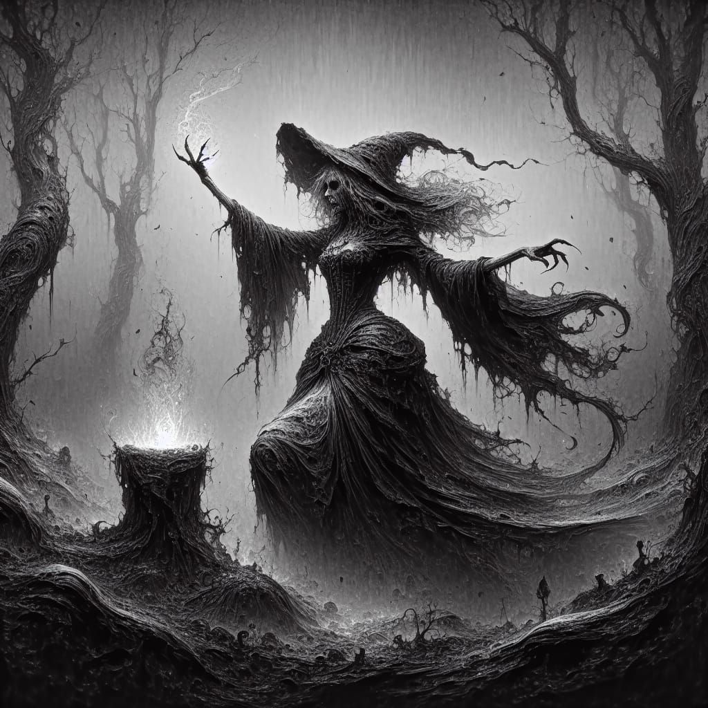 Dark Forest Witch in Macabre Splendor