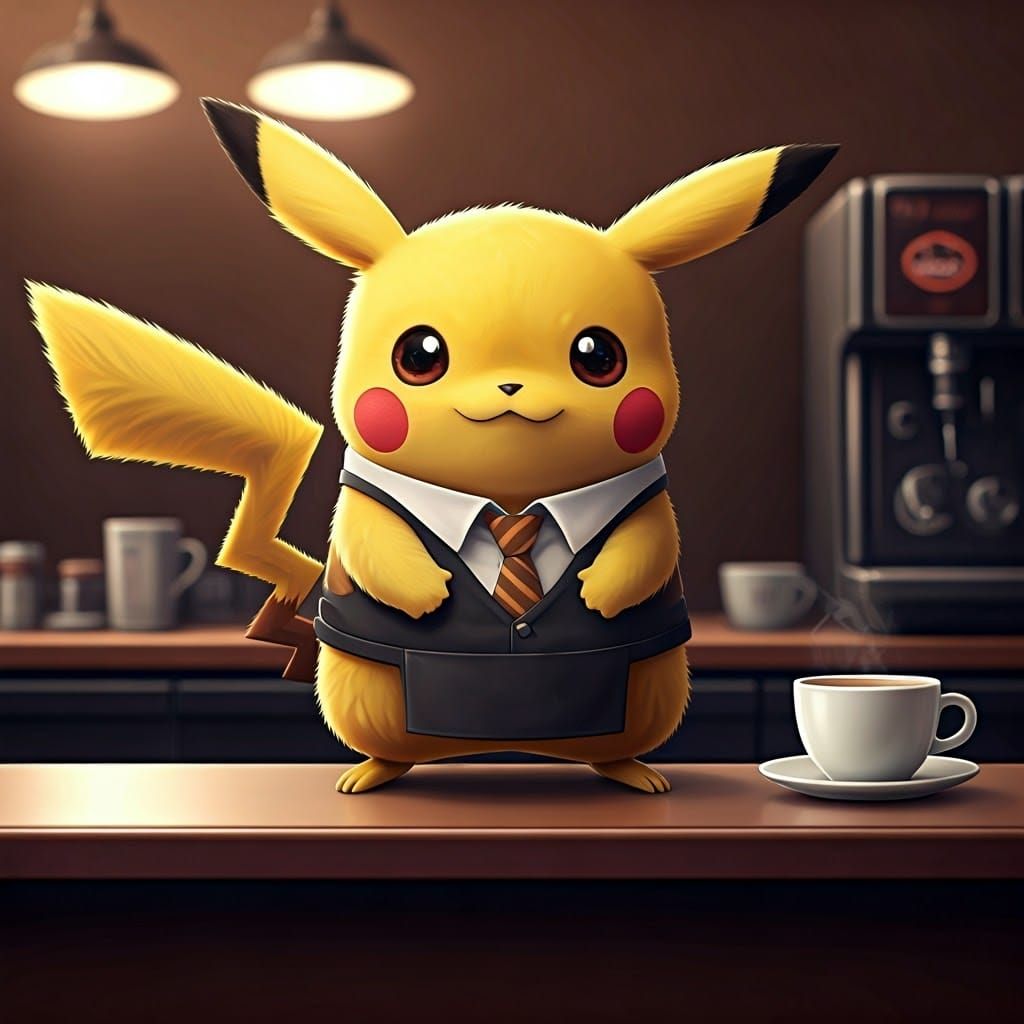 Pikachu Barista Survives Coffee Cup in Café