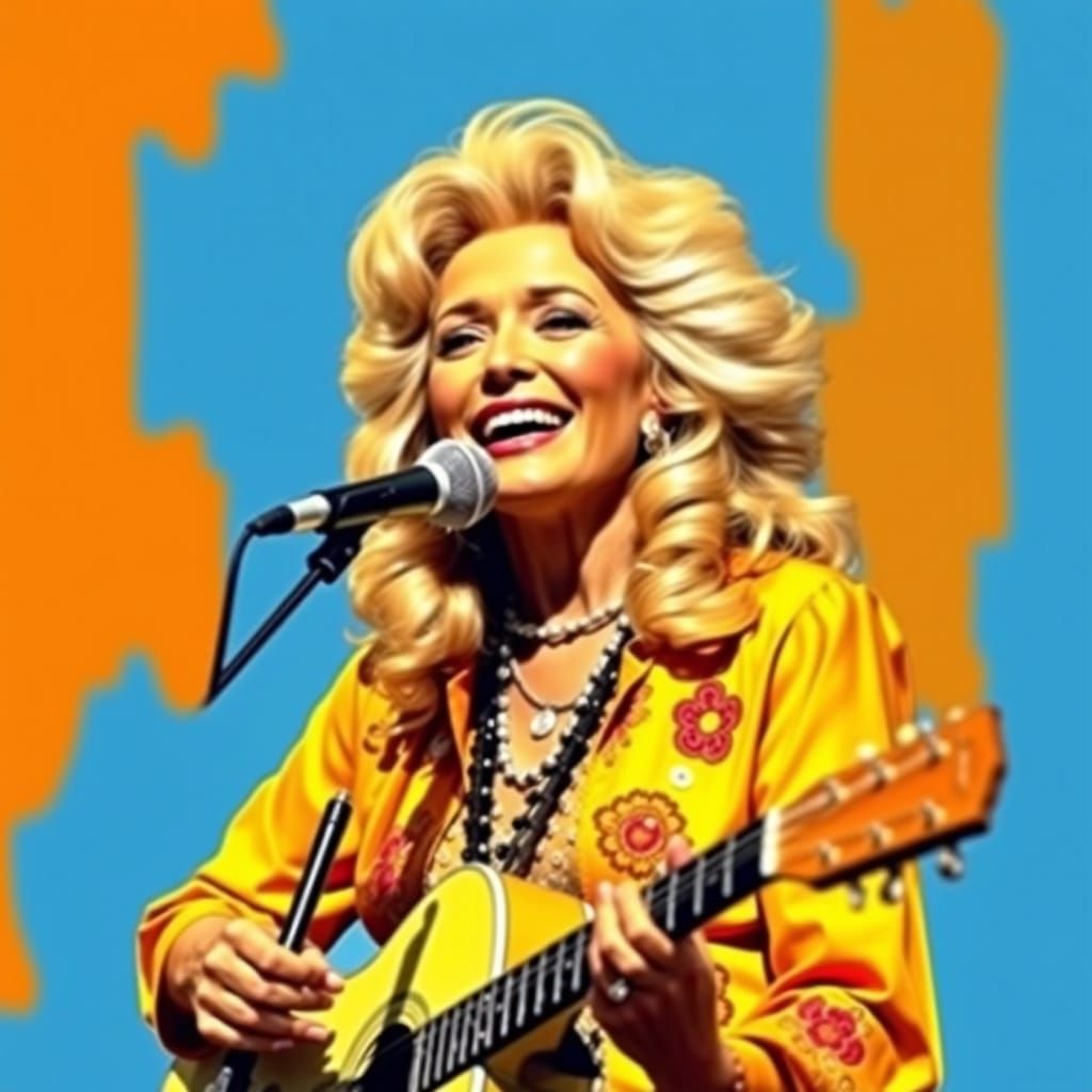 Hippie Dolly Parton Portrait