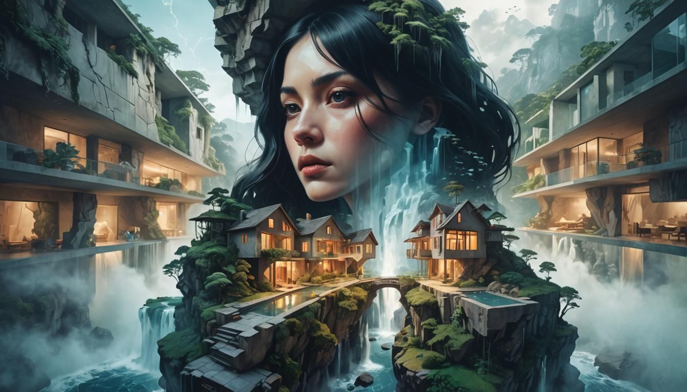 Impossible Cantilever House with Ghostly Specter