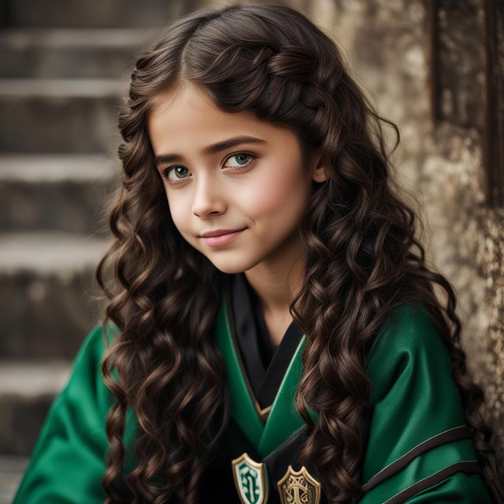 Slytherin Schoolgirl in Hogwarts Robes