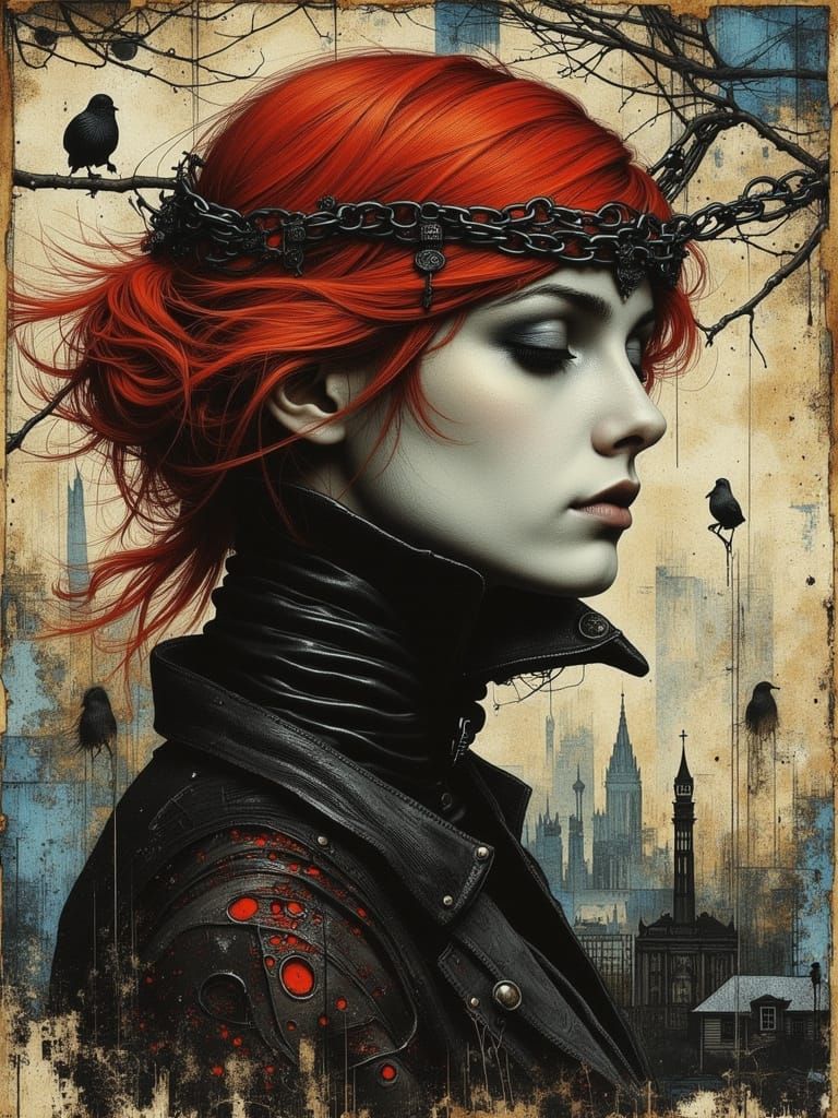 Gothic Surreal Portrait of a Red-Haired Woman