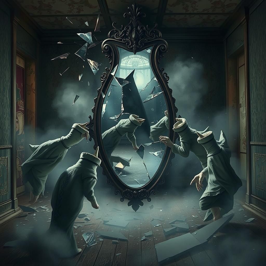 A Regal Beauty Amidst Shattered Reflections