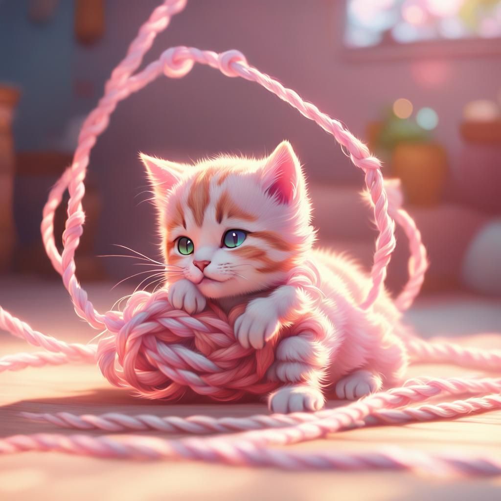 Vibrant Kitten in Whimsical 3D Anime Art