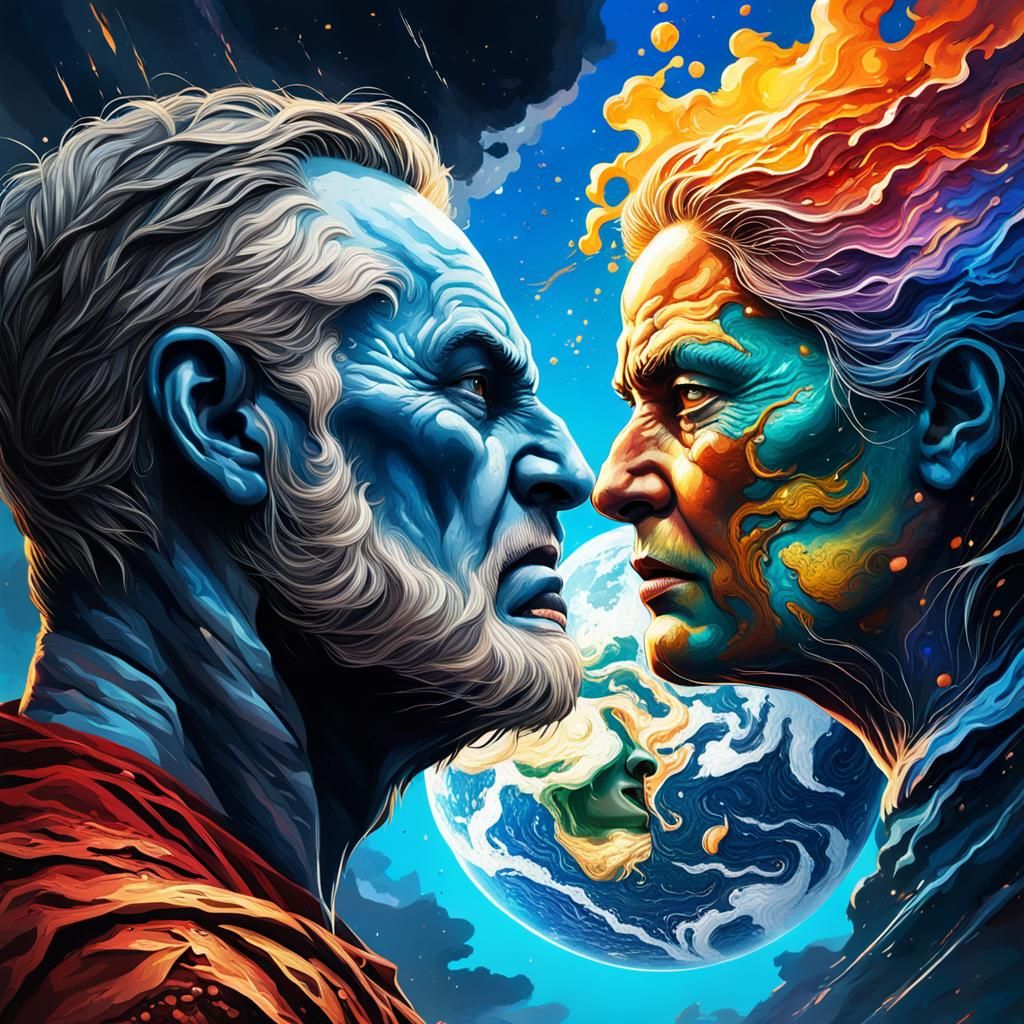 Father Sky Condemns Mother Earth in a Fury of Splashed Color...