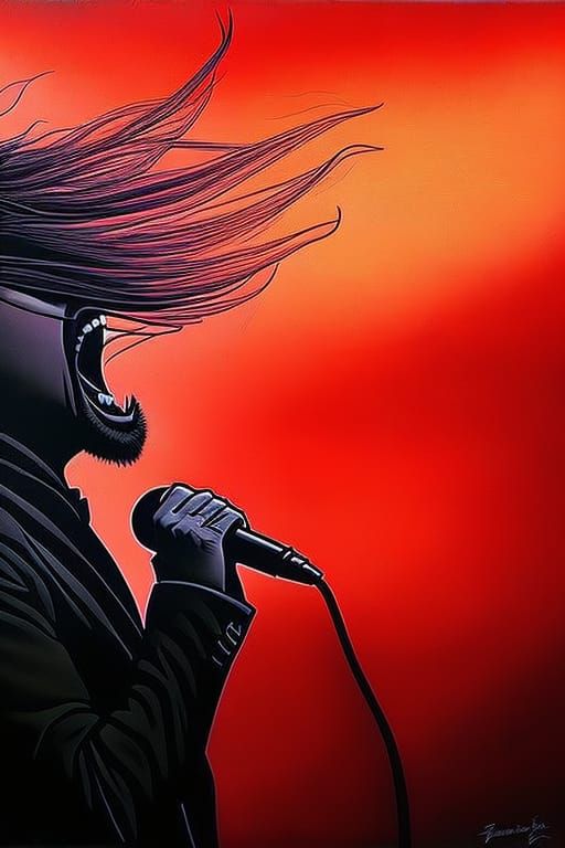 Screaming Metal Singer in Proto-Expressionist Style