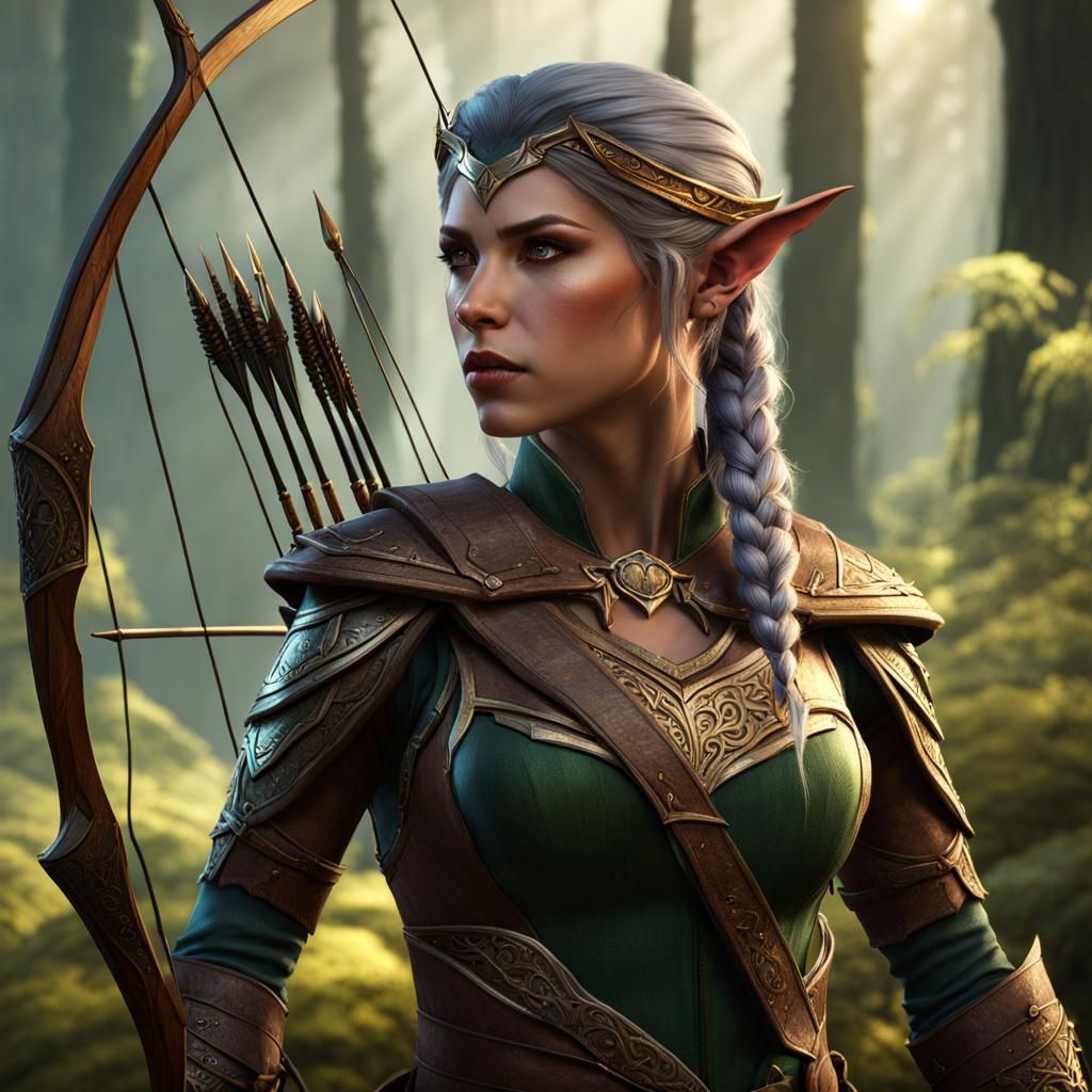 Ethereal Wood Elf Ranger with Long Bow