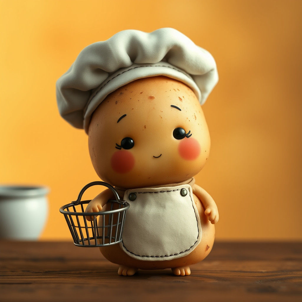Chibi Tater Tot Chef in Cozy Kitchen