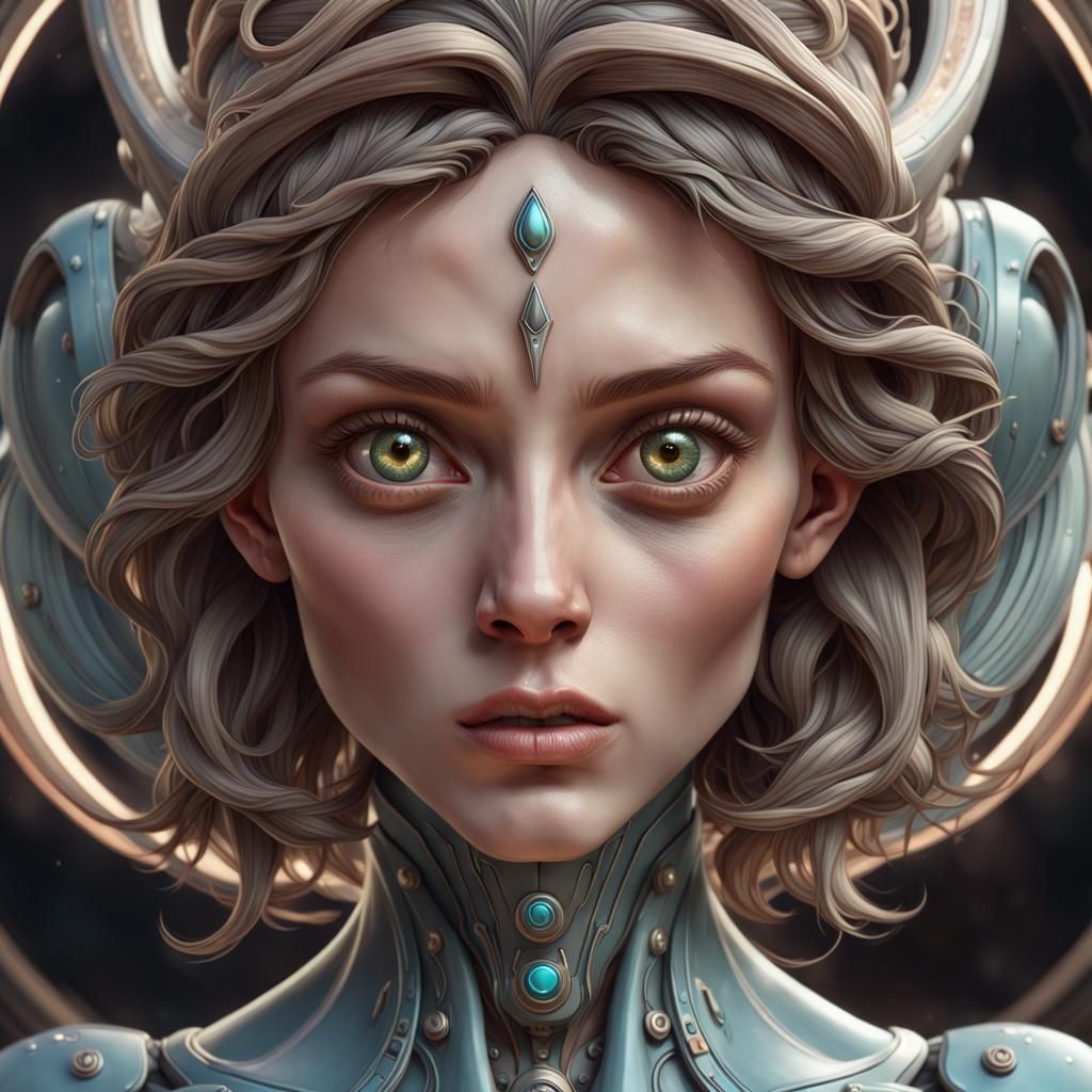 Ethereal Alien Portrait in Triadic Colors