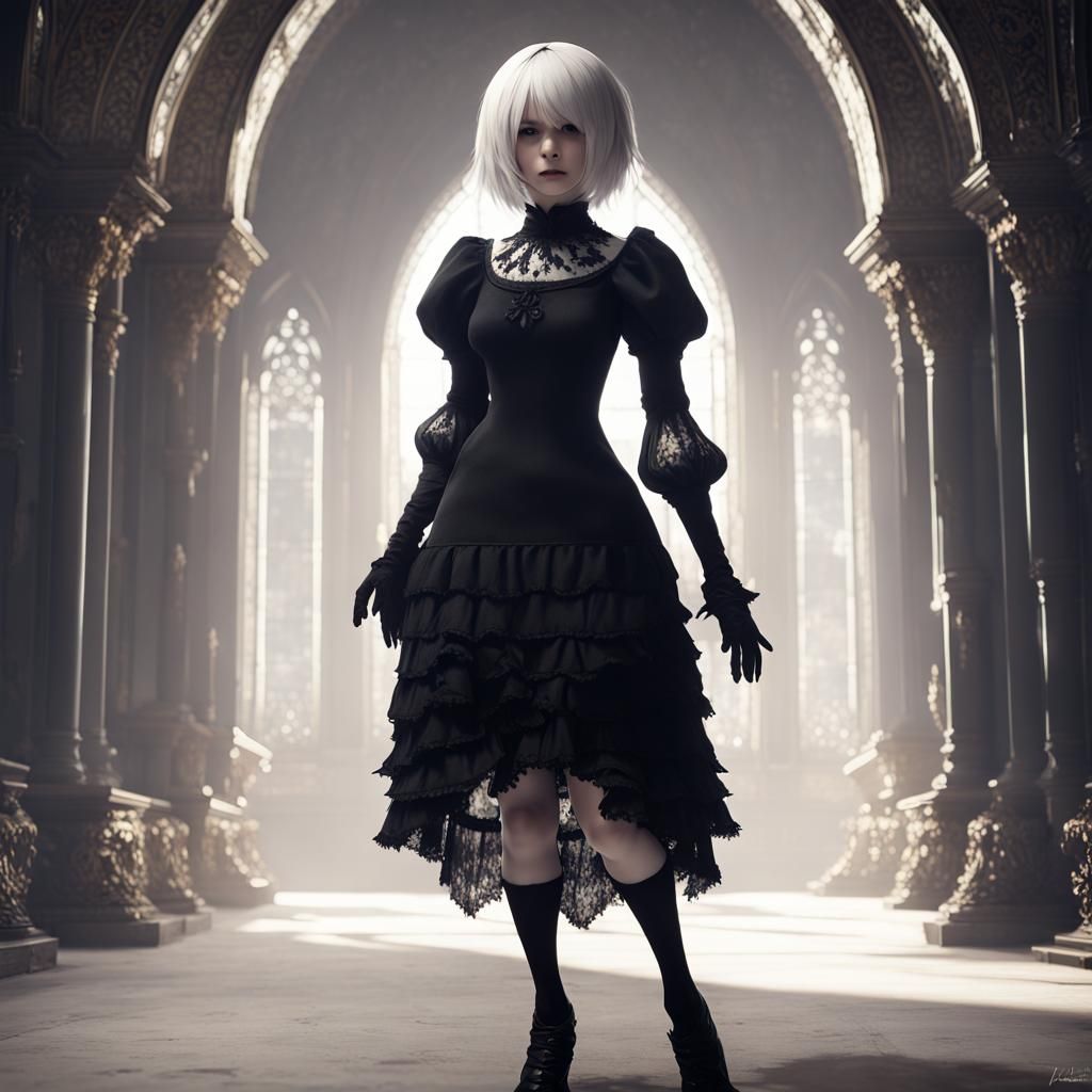 Gothic Lolita 2B: A Dark, Fantastical Portrait