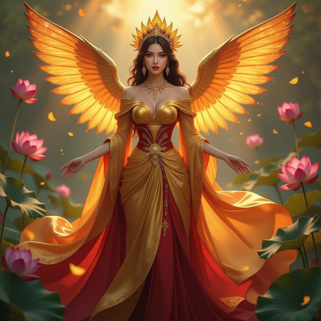 Exotic Lotus Princess with Golden Wings