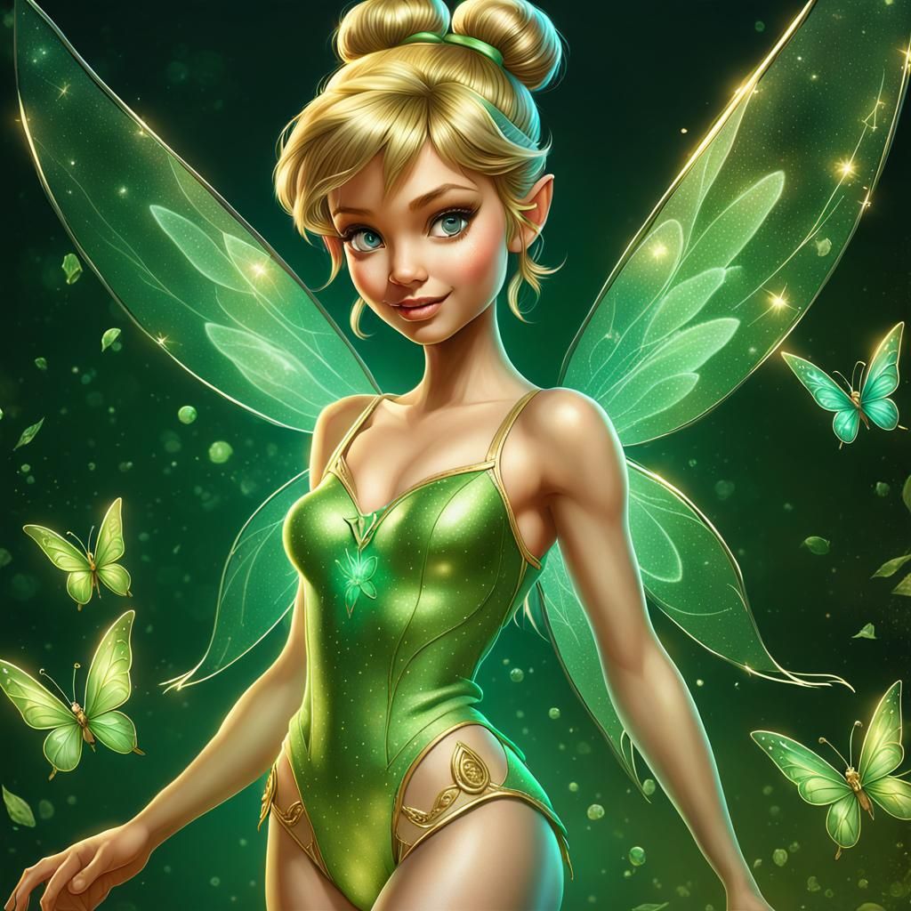 Tinker Bell in Elegant Green Thong, Impressive Concept Art P...