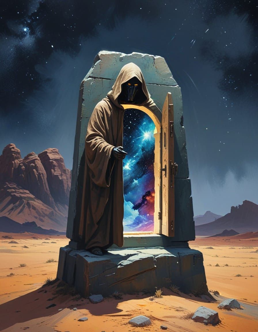 Jedi Statue on Tatooine: Galaxy Doorway in Gouache