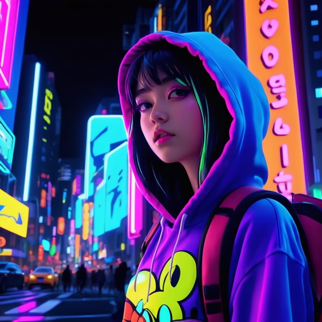 Torr in Neon City: Anime-Style Digital Art