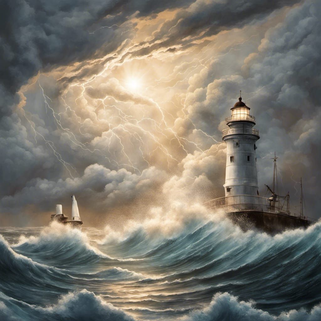 Surreal Lighthouse in Stormy Weather