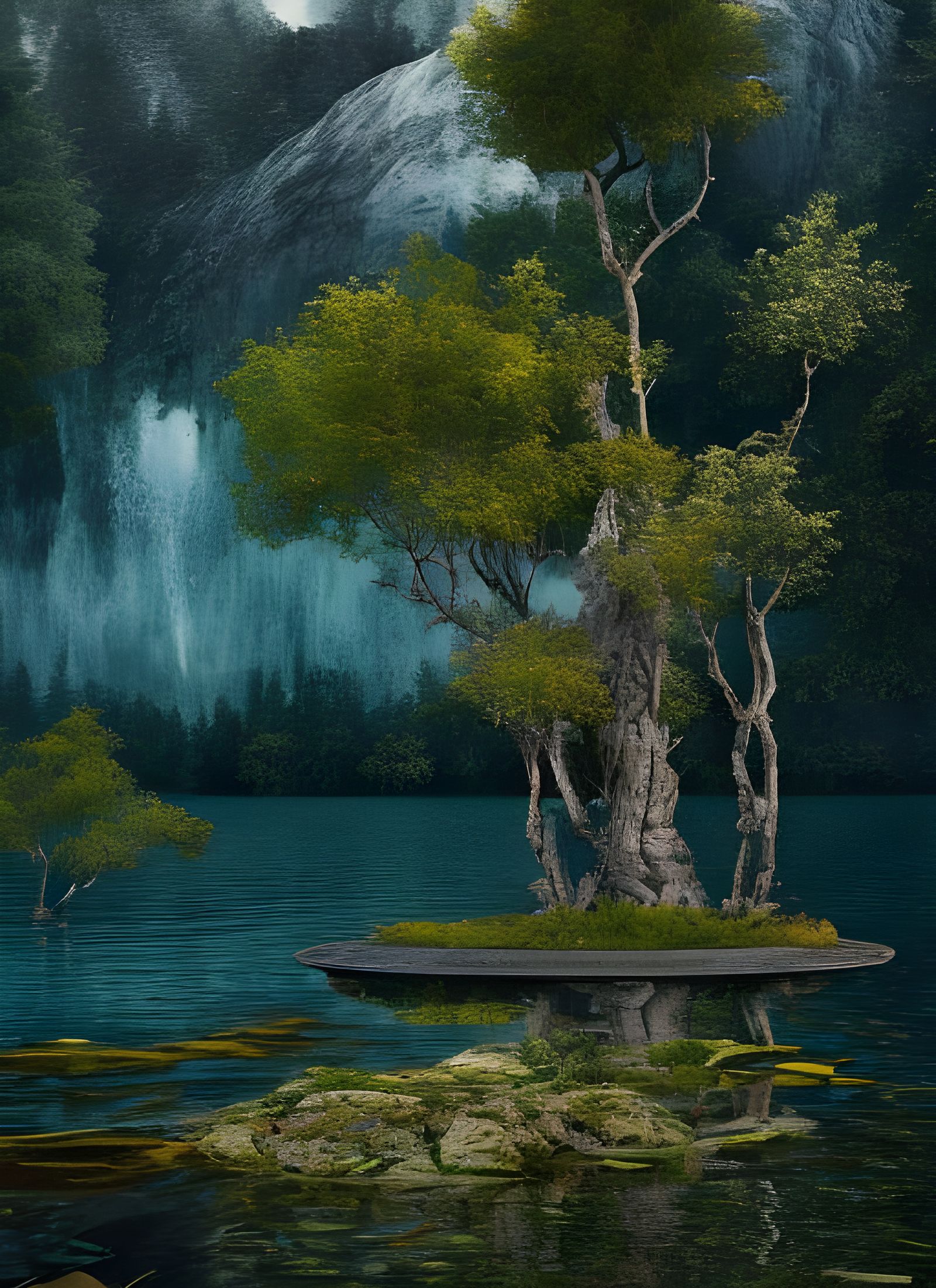 Surreal Lake Scene in Hyper-Realistic HDR Painting