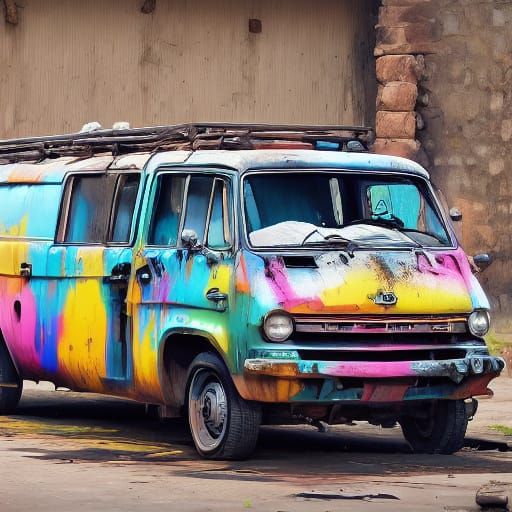 Vibrant Crash Scene: Colourful Cars in a Dramatic Wreck
