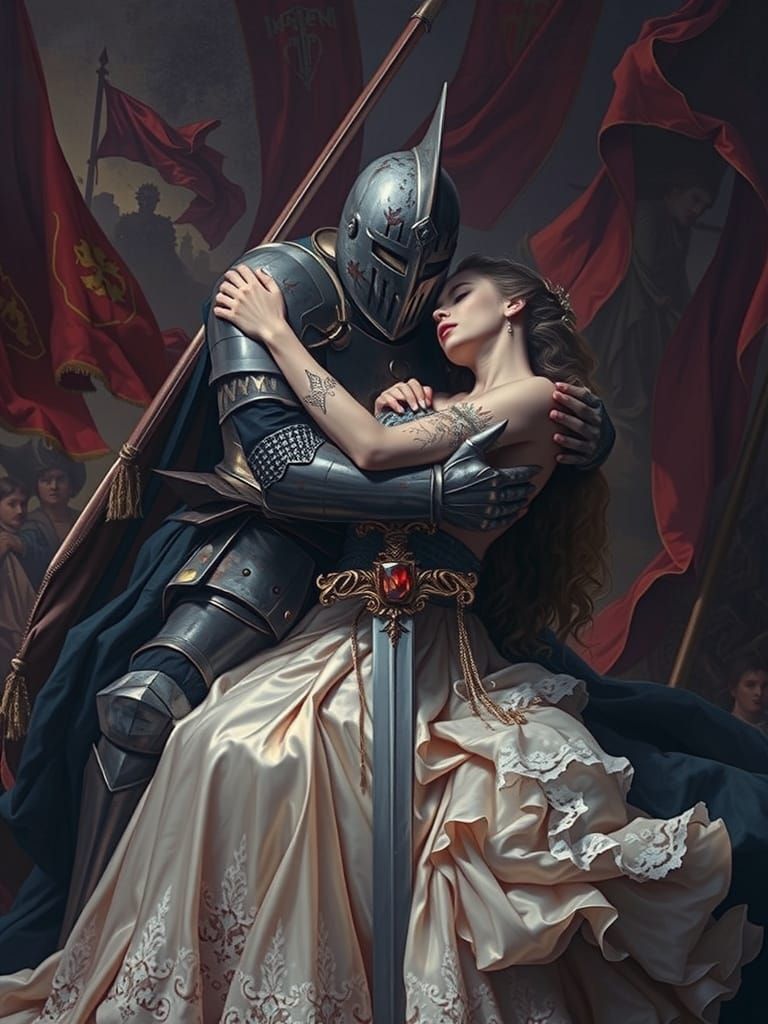 Baroque Knight Holds Dying Princess in Arms