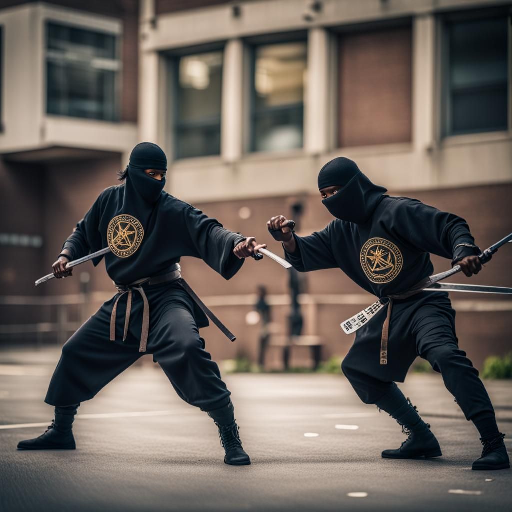 Urban African American Ninja Warriors Stand Against the New...
