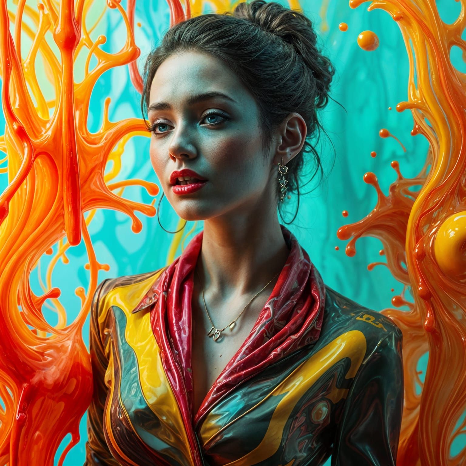 Emerging Goddess in Vibrant Liquid Splendor