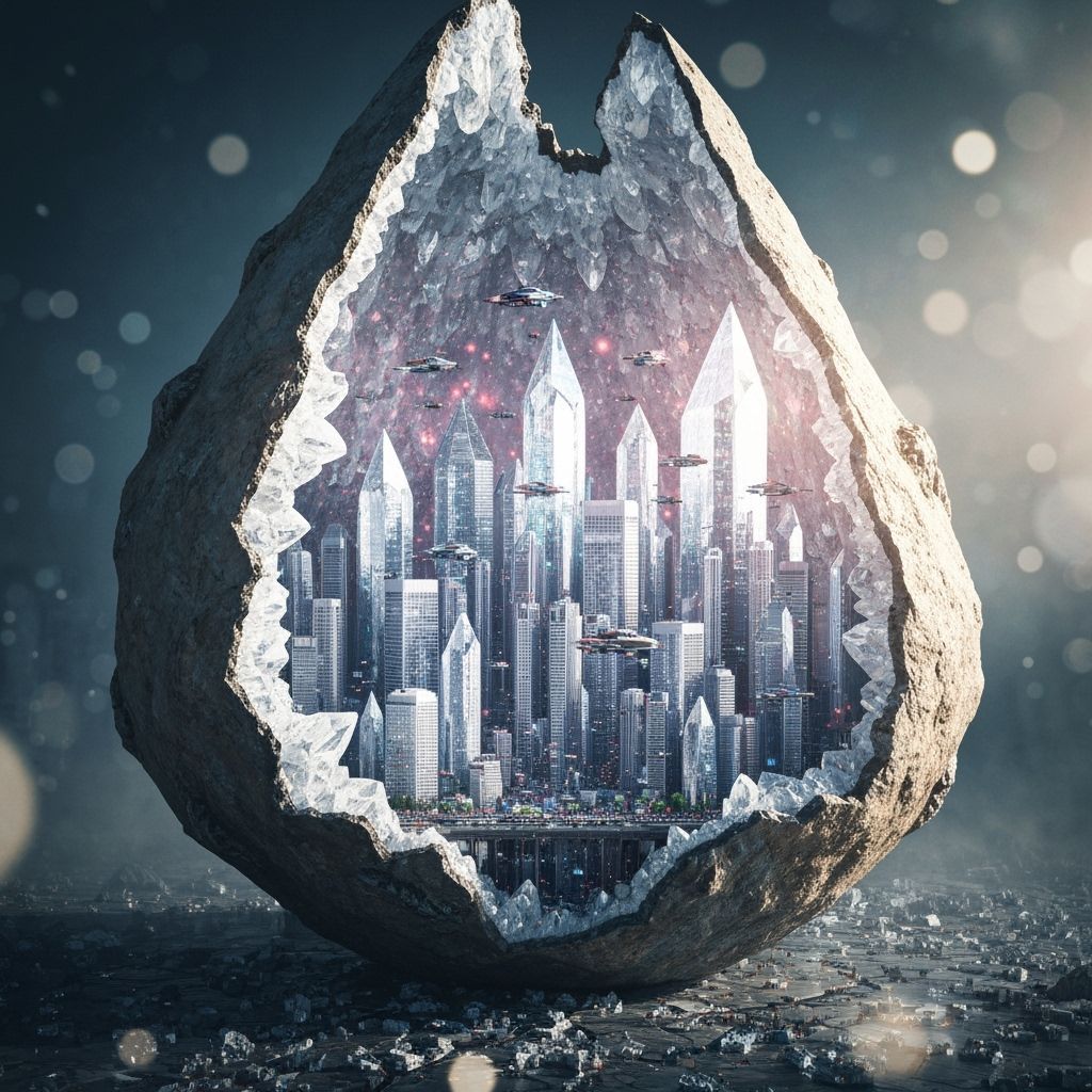 Crystalline Geode Reveals Miniature Metropolis with Flying V...