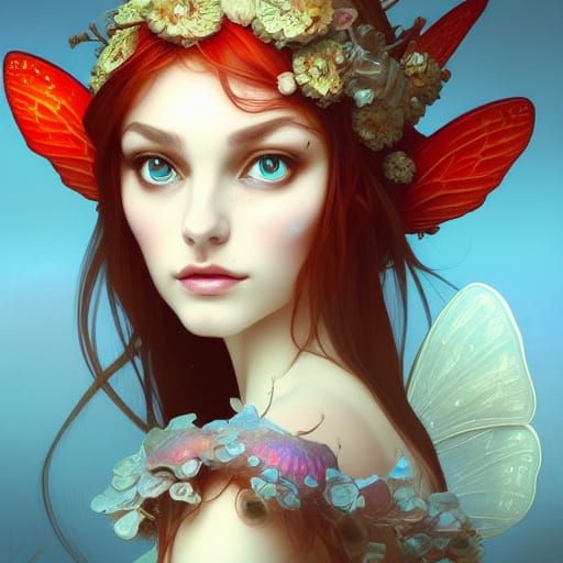 Surreal Fly Agaric Fairy Portrait in Vibrant Triadic Colors