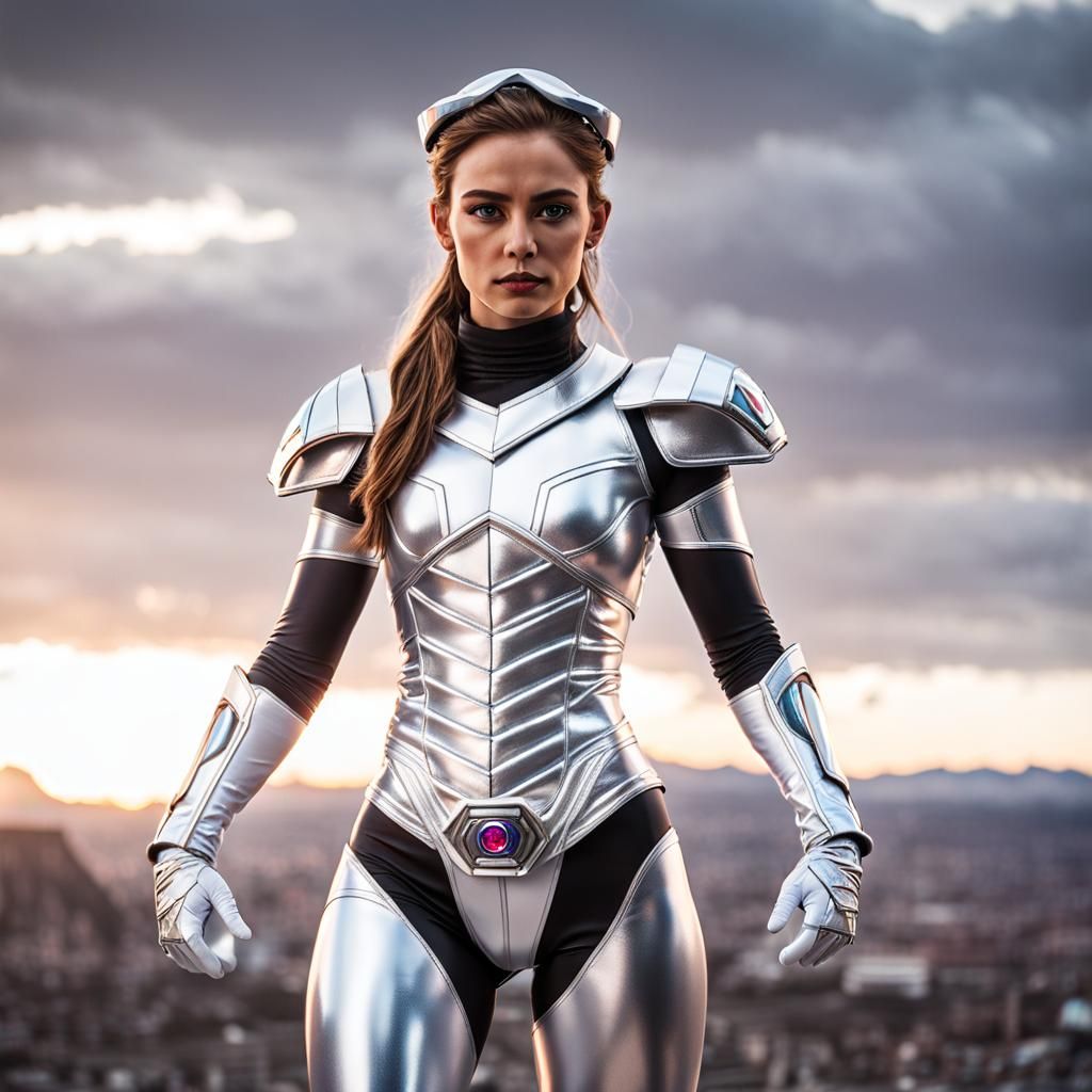 Glamorous Sci-Fi Warrior in Futuristic Armor