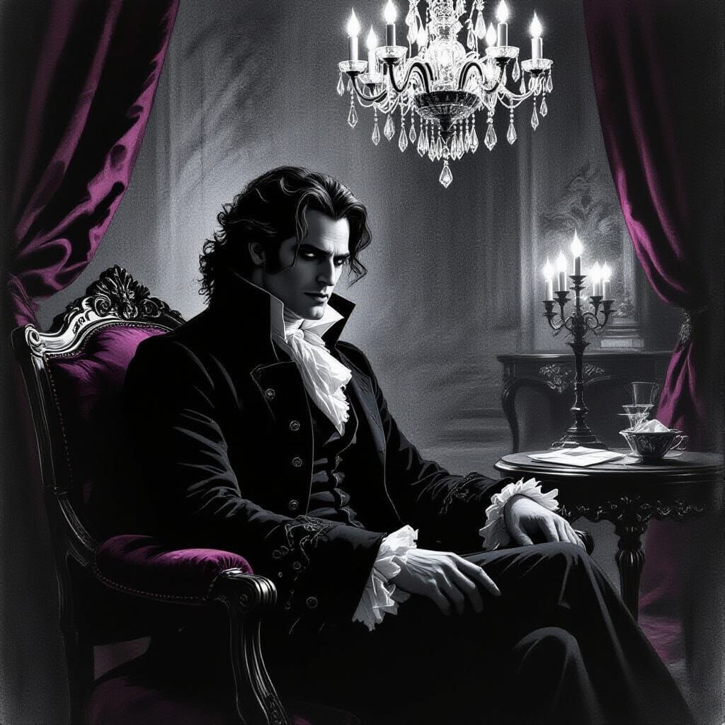 Gothic Vampire Louis in Opulent 18th Century Salon
