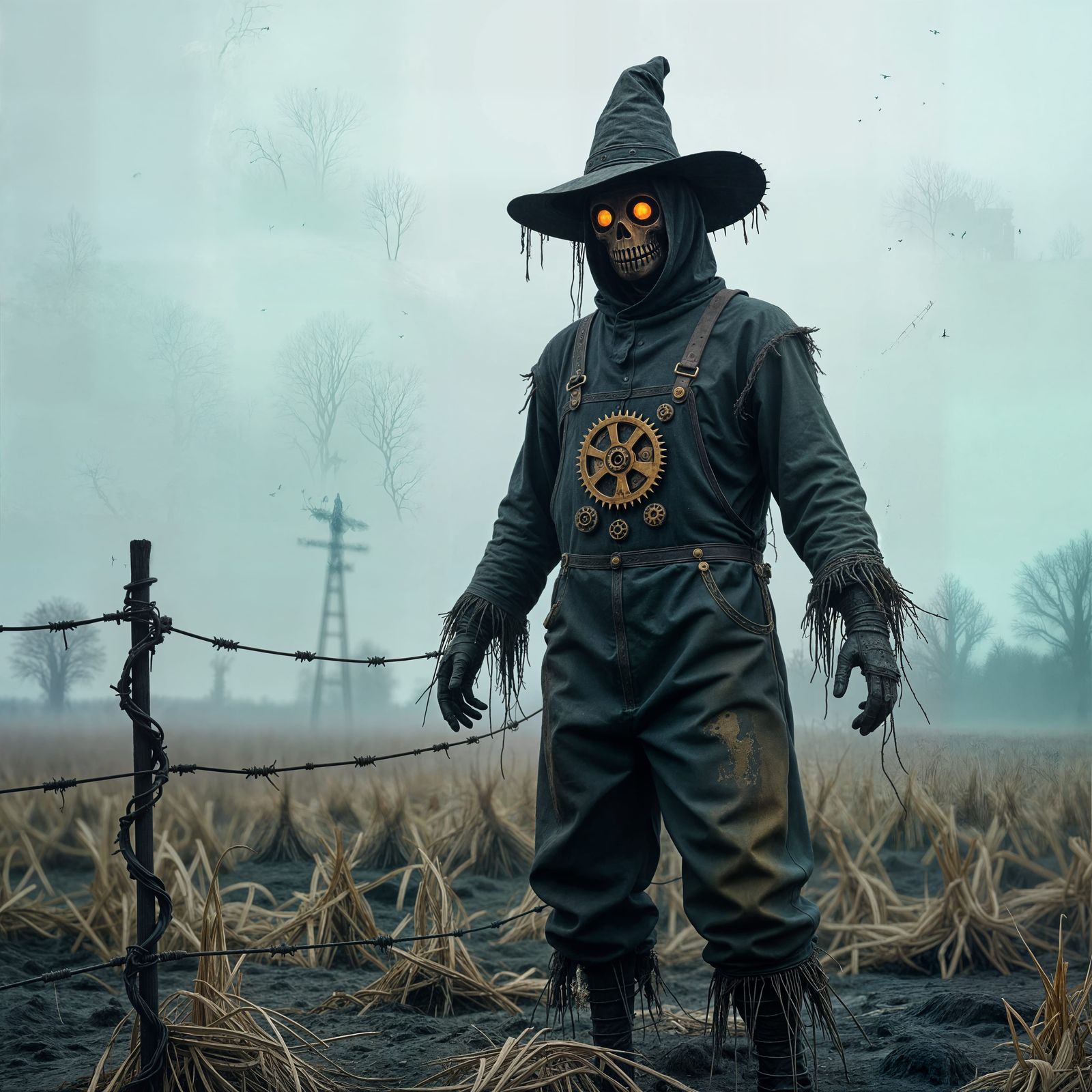 Post-Apocalyptic Scarecrow in Dark Fantasy Style