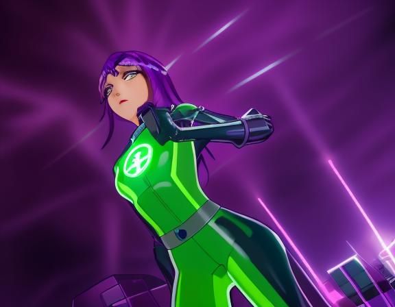 Woman Enchanted by Glowing Hypnotic Circlet in Purple Latex