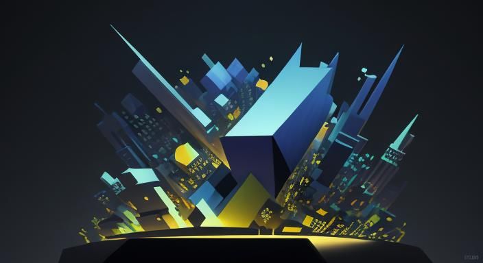 random line and geometric with cubism style 3d rendered dark...