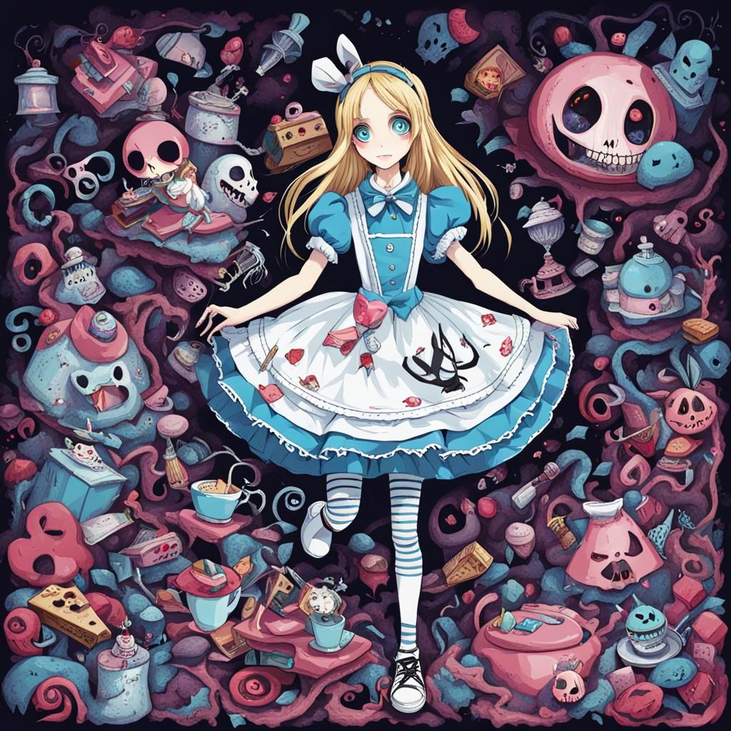 Alice in Dark Surreal Dreamscape