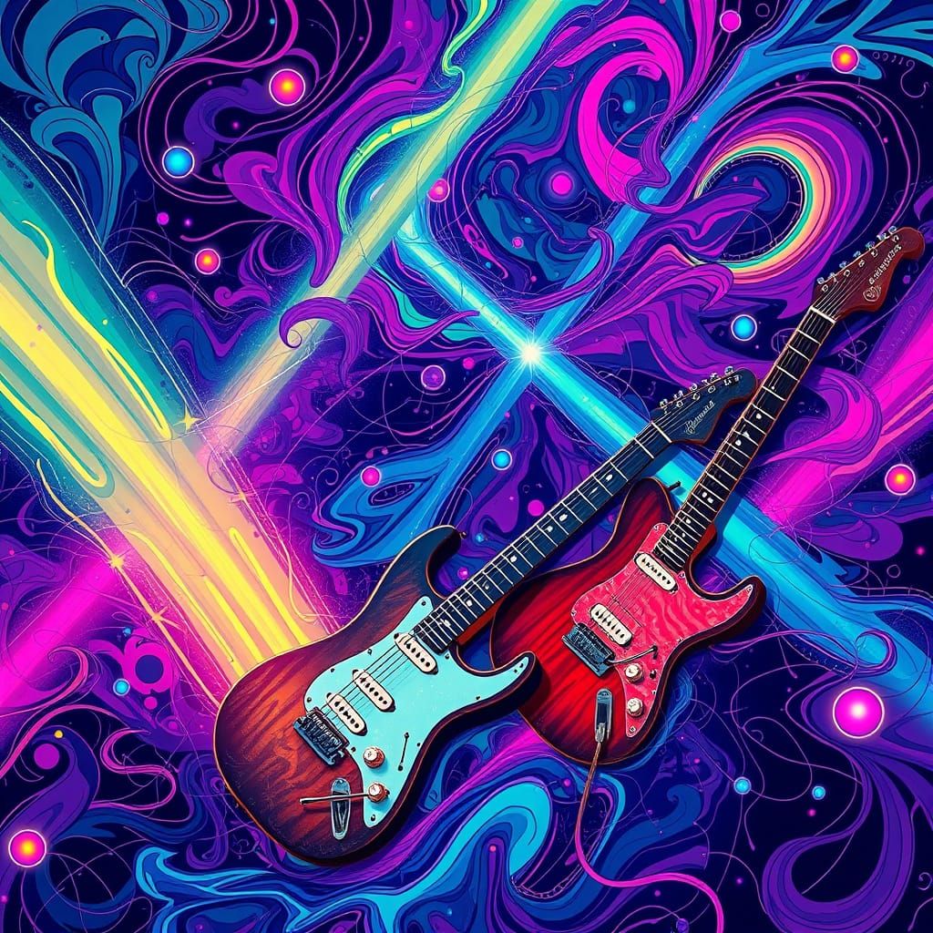 Cyberpunk Guitars in Vibrant EDM Lights