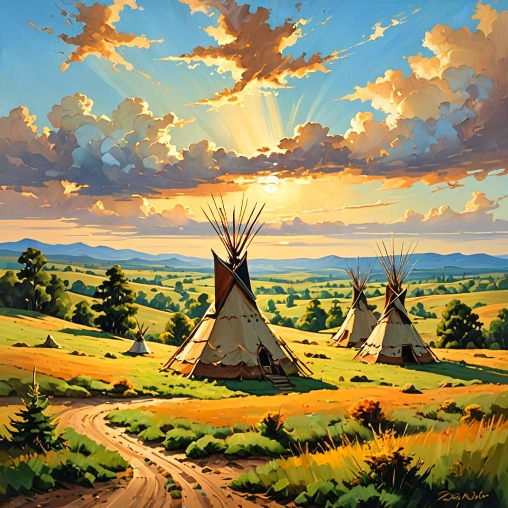 Serenity of the Midwest Plains in Oil Painting Style