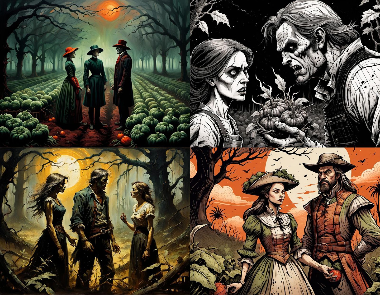 Dark Fantasy Book Cover in 1970s Paper Art Style