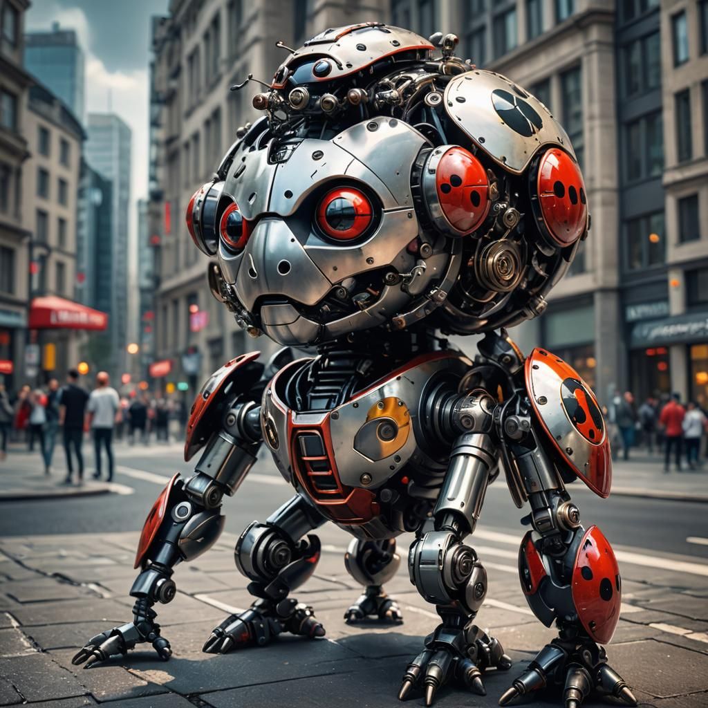 High-Tech Ladybug in Futuristic City