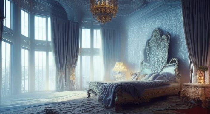 Luxurious Digital Dreamscape in a Maximalist Bedroom